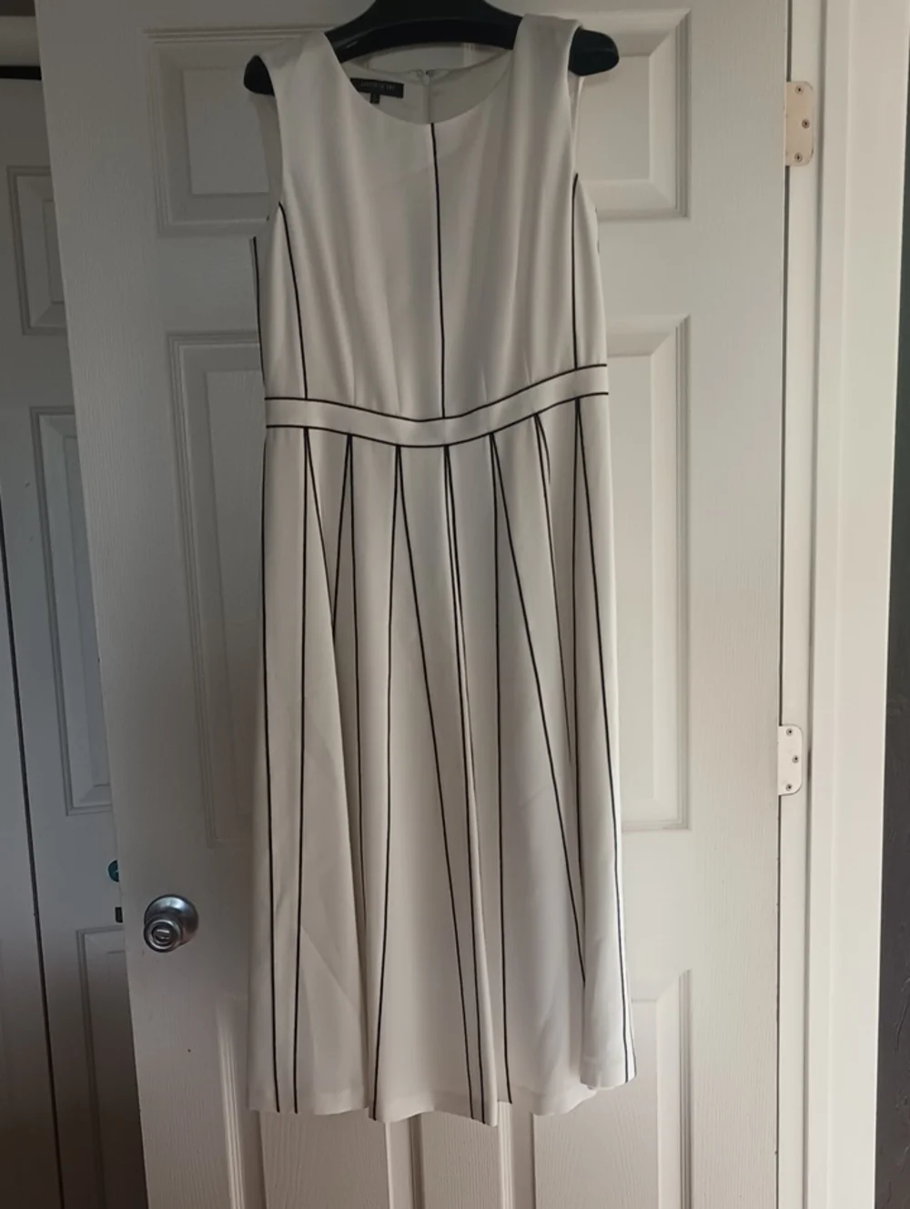 Classic White & Black Stripe Sleeveless Midi Skirt